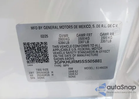 2025 Honda Prologue Ex из США, поврежденный, VIN 3GPKHURM5SS505881